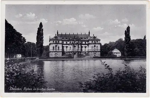 Ansichtskarte Dresden Drježdźany Palais im Großen Garten 1951