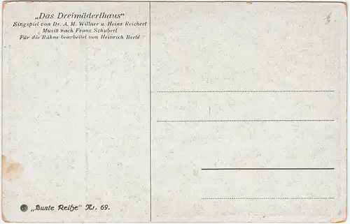 Ansichtskarte  Das Dreimäderlhaus - Singspiel Künstlerkarte 1922