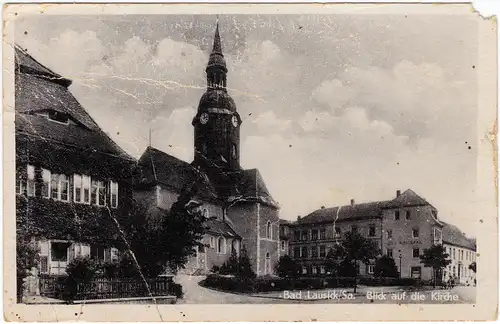 Ansichtskarte Bad Lausick Blick auf die Kirche 1954