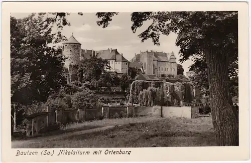 Bautzen Budyšin Nikolaiturm mit Ortenburg 1955