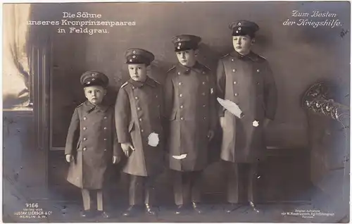   Kriegshilfe - Die Söhne unseres Kronprinzenpaares in Feldgrau Militaria c1916