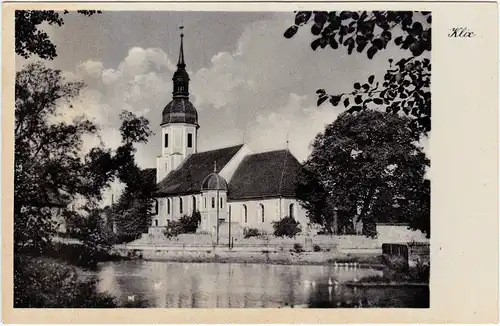 Ansichtskarte Klix-Großdubrau Wulka Dubrawa Kirche und Teich b Bautzen 1962