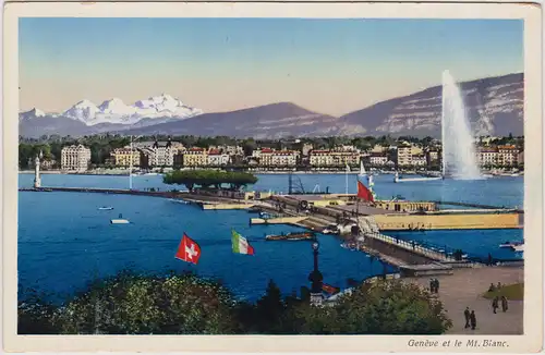 Genf Genève  Panorama mit Mt. Bianc Ansichtskarte  1939