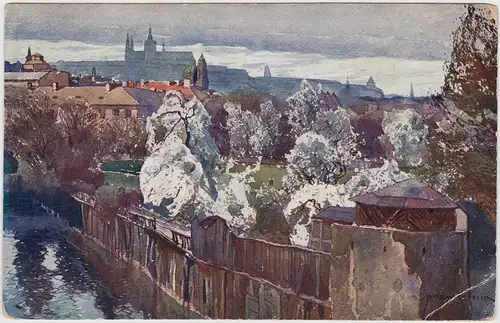 Prag Praha Künstlerkarte: Jaroslav Setel Vintage Postcard 1912