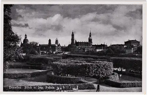 Innere Altstadt-Dresden Drježdźany Blick v. Japanischen Palais mit Garten 1932