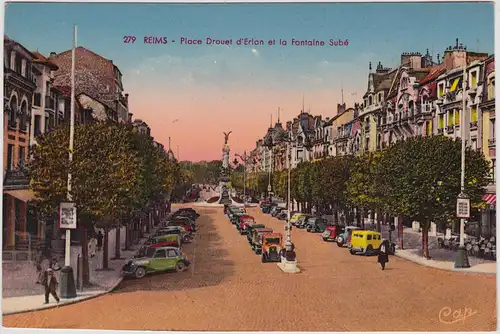 Reims Reims Place Drouet Erlon et la Fontaine Subé CPA Ansichtskarte Marne 1927