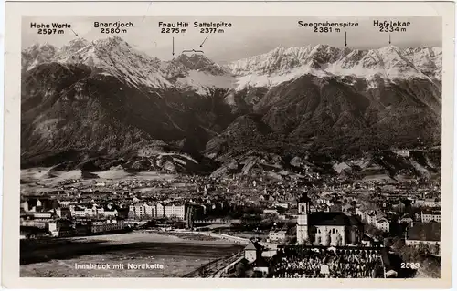 Innsbruck Panorama mit Nordkette Foto Ansichtskarte  1932