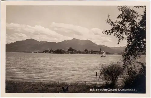 Chiemsee Fraueninsel im Chiemsee Foto Ansichtskarte 1932