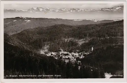 Ansichtskarte St. Blasien Panorama mit Höchenschwand und Schweizer Alpen 1941