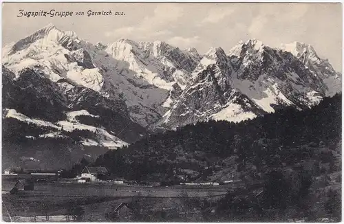 Ansichtskarte Garmisch-Partenkirchen Zugspitzgruppe von Garmisch aus 1910