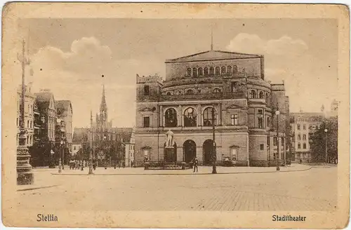 Stettin Szczecin Straßenpartie am Stadttheater 1924