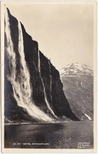 Geiranger De syv søstre, Geirangerfjord/Sieben Schwestern Wasserfall g1925