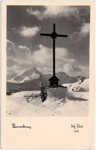 Wattens Lannerkreuz im Schnee Ansichtskarte Tirol 1960
