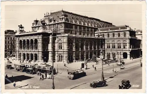 Foto Ansichtskarte Wien Staatsoper mit Oldtimern und Straßenbahn 1939