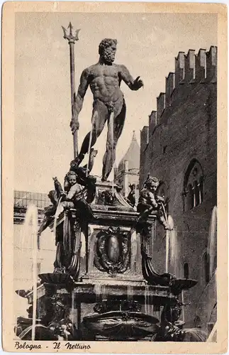 Bologna Il Nettuno Brunnen Ansichtskarte Postcard 1928