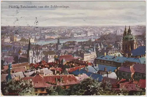Prag Praha Totalansicht von der Schlossstiege 1910