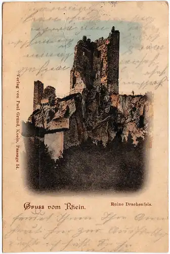 Königswinter Ruine Drachenfels Ansichtskarte 1899