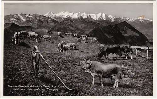 Vitznau Alphornbläser auf Schreibers Hotel Rigi Kulm 1932