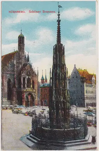 Ansichtskarte Nürnberg Schöner-Brunnen 1913