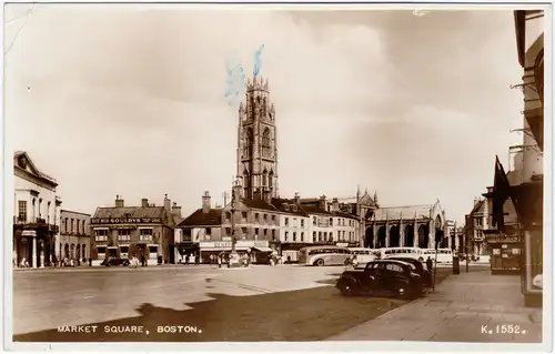 Vintage Postcard Boston (Lincolnshire) Market Square 1958