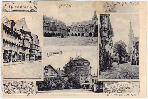 Ansichtskarte Goslar Achtermann, Makrplatz und Straße 1914