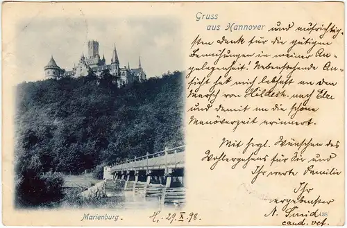 Ansichtskarte Pattensen Brücke und Marienburg  b Hannover 1898