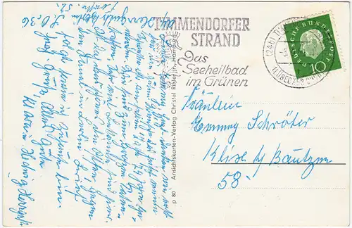 Ansichtskarte Timmendorfer Strand Strand - Strandkörbe  - Strandleben 1959