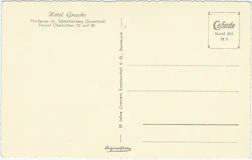 Nordenau Schmallenberg Sauerland Ansichtskarte Panorama und Hotel Gnacke 1965