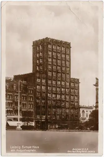 Leipzig Europahaus, Laden und Autos - Augustusplatz 1940