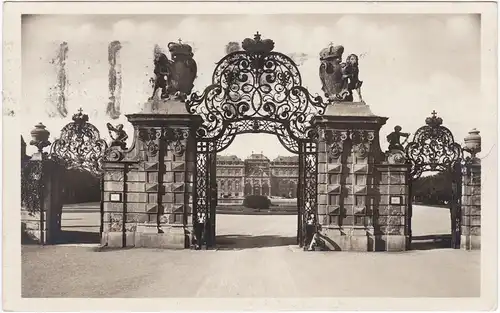 Wien Schloß Belvedere - Haupttor Foto Ansichtskarte 1928
