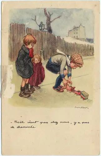 Ansichtskarte  Poulbot: Noël vient pas chez nous, y a pas de cheminée 1914