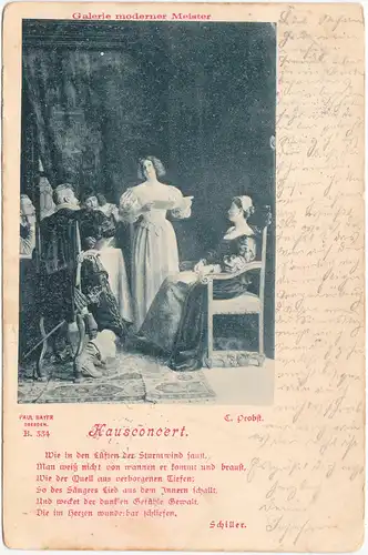 Ansichtskarte  Hausconcert - Hauskonzert mit Schiller Spruch 1899