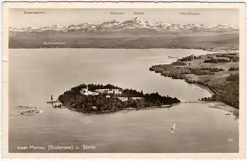 Konstanz Insel Mainau im Bodensee und Säntis 1952