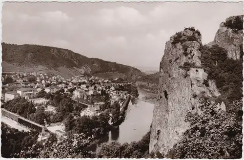 Bad Münster am Stein-Ebernburg Stadtansicht mit Rheingrafenstein 1961