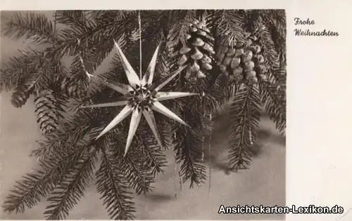 Glückwunsch Weihnachten: Weihnachten - Zweige mit Weinachtszweig 1954