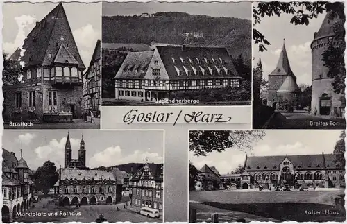 Ansichtskarte Goslar Brusttuch, Jugendherberge, Kaiser-Haus, Markt 1959