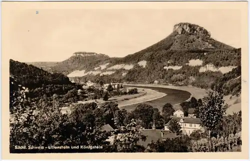 Königstein (Sächsische Schweiz) Lilienstein und Königstein Sächs. Schweiz 1954