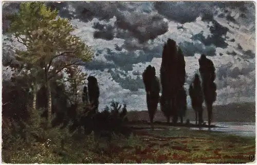 Ansichtskarte Gemälde: Deutsche Kunst: Dämmerung 1917