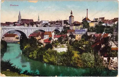 Ansichtskarte Bautzen Oberlausitz Blick auf die Stadt 1917