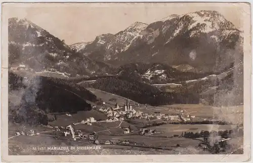 Ansichtskarte Mariazell Panorama mit Bergen Steiermark 1941