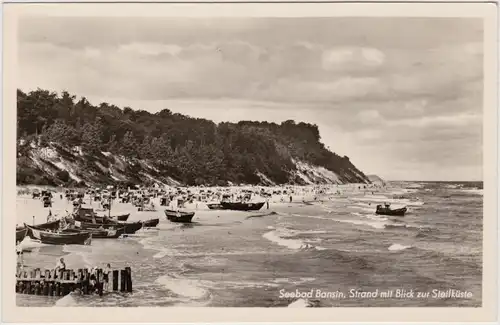 Bansin Heringsdorf (Ostseebad) Strand mit Blick zur Steilküste 1953