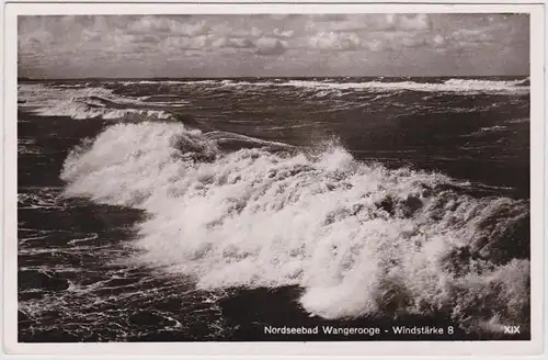 Wangerooge Wellen bei Windstärke 8 Ansichtskarte Friesland 1954