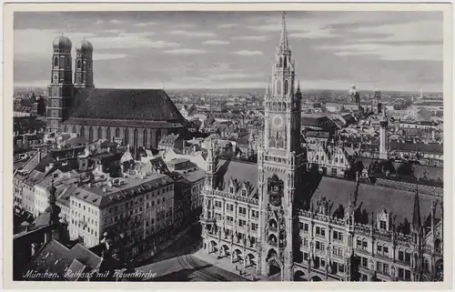 München Rathaus mit Frauenkirche - Blick über die Stadt 1935