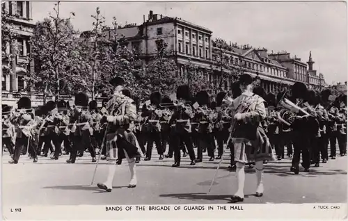 Vintage Postcard Bands of the Brigade of Guards in the Mall