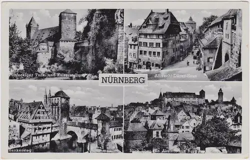 Nürnberg  4B Ansichtskarte Albrecht-Dürer-Haus Fünfeckiger Turm, Henkersteg 1943