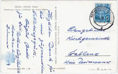 Rothenburg (Oberlausitz) Rózbork Martin-Ulbrich-Haus - Heilstätten der Inneren Mission 1958