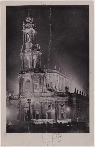 Innere Altstadt-Dresden Drježdźany Hofkirche - Nachtansicht 1954