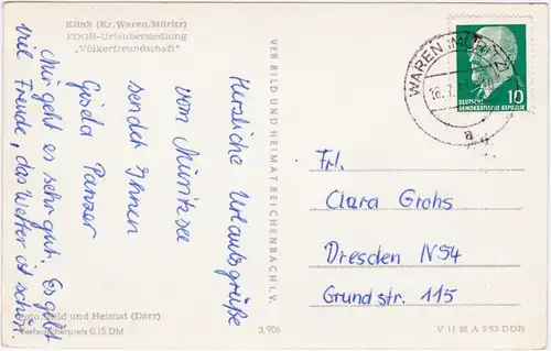 Klink (Müritz) FDGB-Urlaubersiedlung "Völkerfreundschaft" 1963