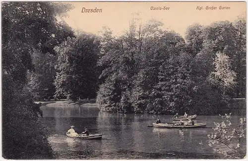 Strehlen-Dresden Drježdźany Gondelfahrer auf Carolasee im Großen Garten 1911