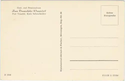 Trusetal Gasthaus: Zum Trusentaler Wasserfall 1954